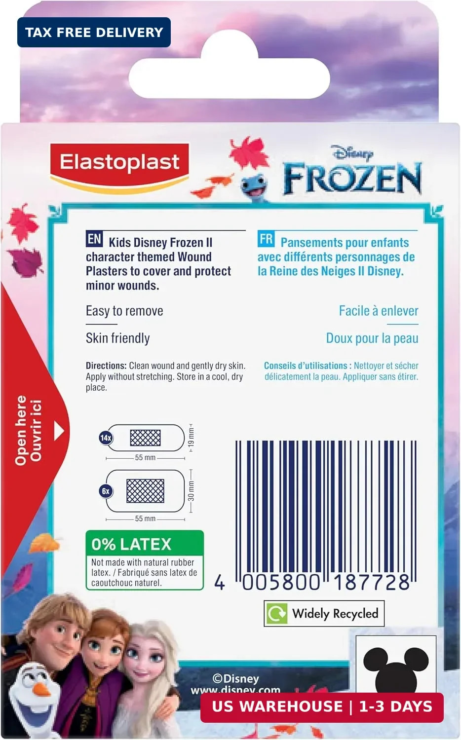 Elastoplast Disney Frozen Plasters, Assorted Sizes (16 Pieces), Coloured, First