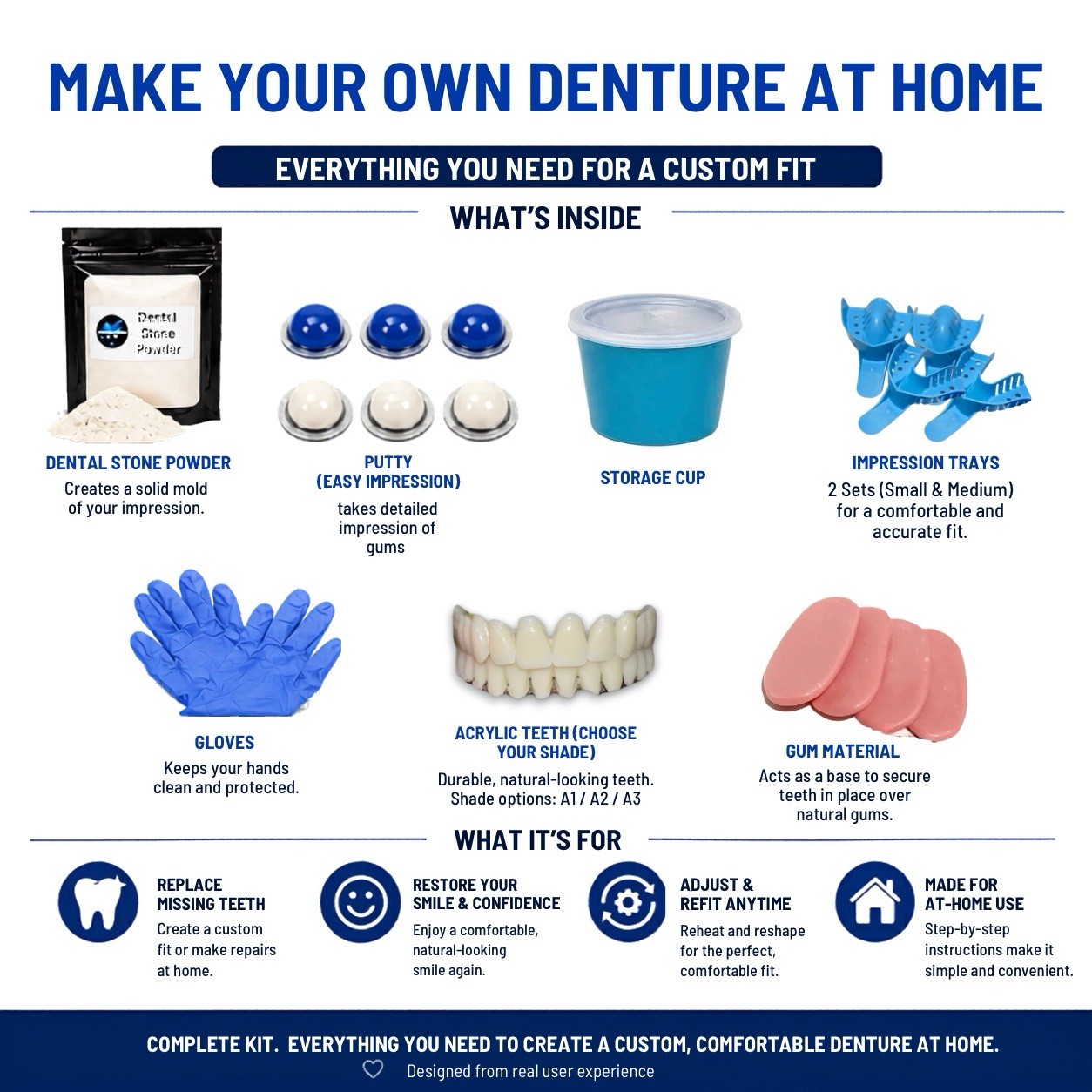 Partial Denture Kit Make Your Own Custom Denture Affordable Temporary Teeth A2