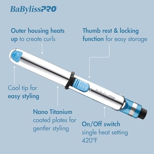 BaBylissPRO Nano Titanium Travel Hair Iron Straighten Curl Mini Flat Iron