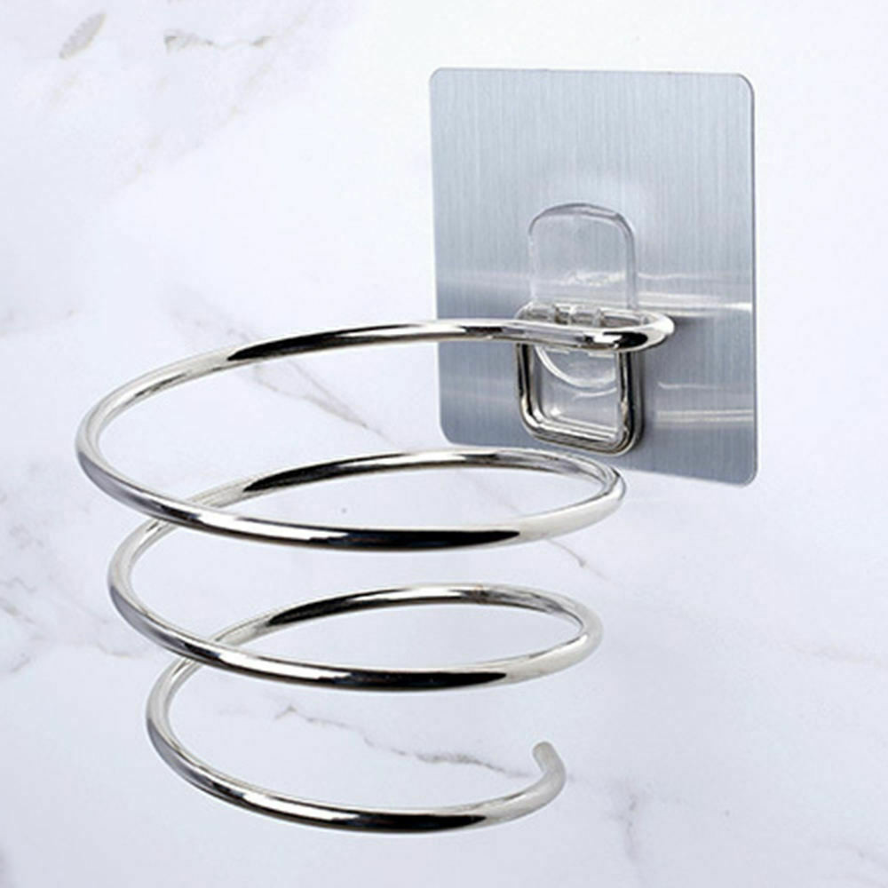 Hair Dryer Holder Wall Mounted Rack Space Save Stainless Steel Bathroom Shelf