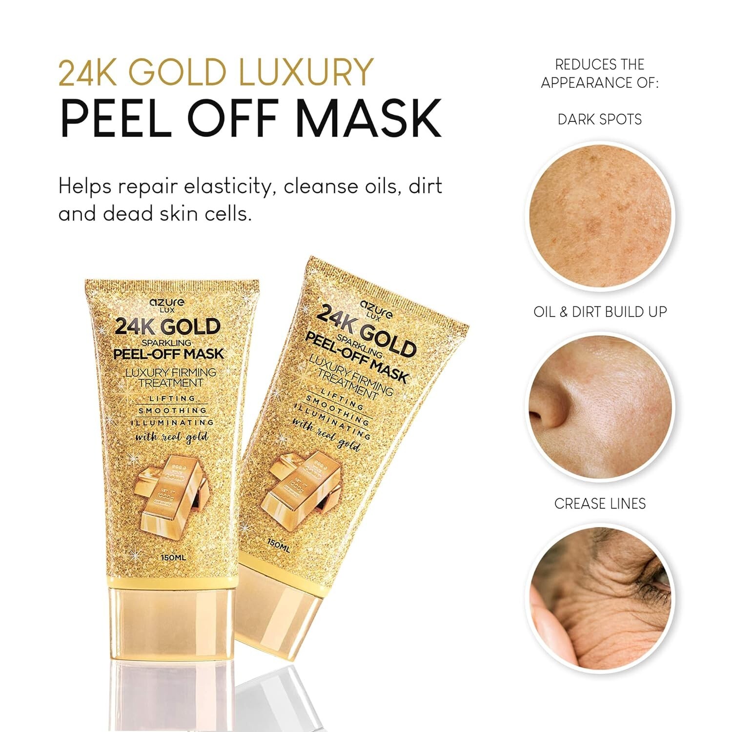 Azure Cosmetics 24K Gold Peel Off Face Mask- Anti Aging-5.07 fl.oz.
