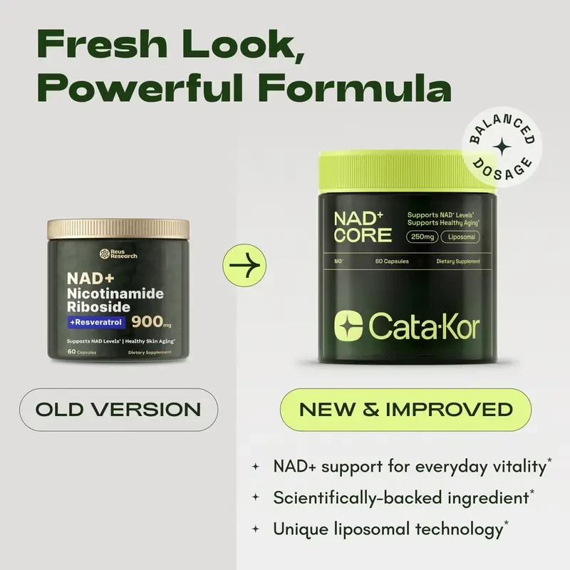 Cata-Kor NAD+ 250mg | 60 Count 30-Day Supply, Energy & Anti-Aging Support