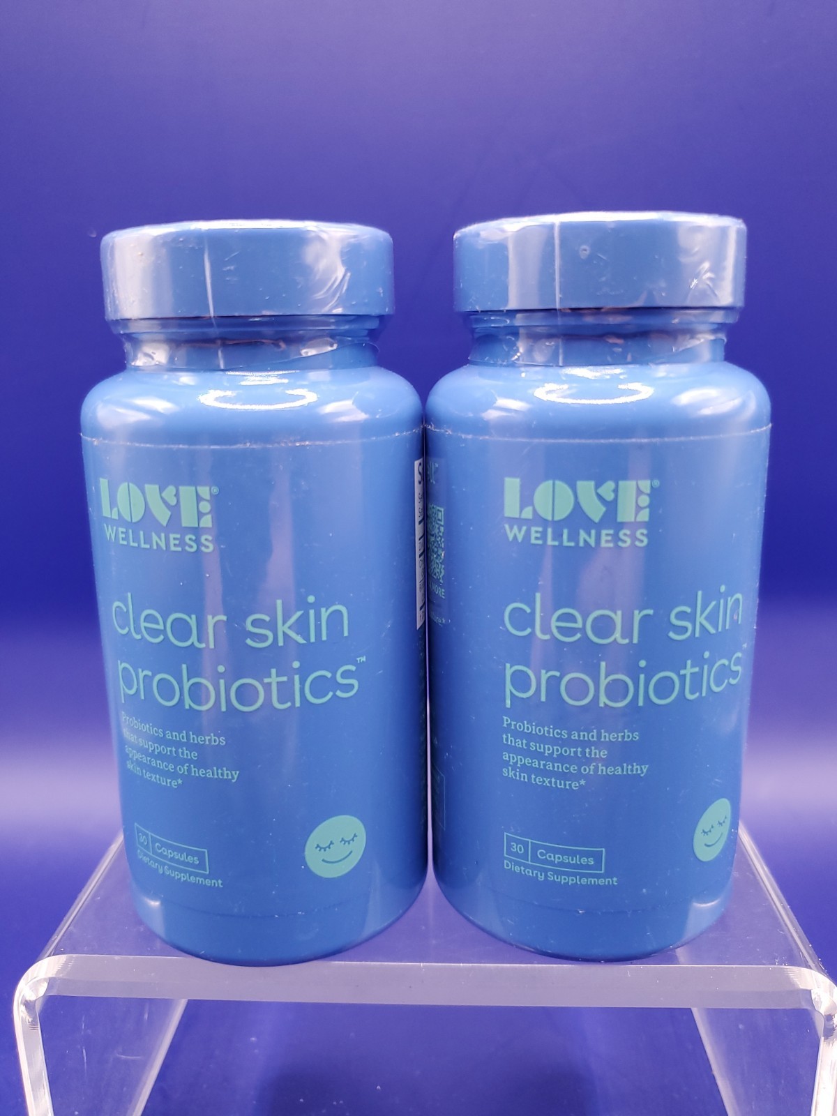 2 Pack Love Wellness Clear Skin Probiotics 30 Ct Gut & Skin Health Women 08/2026