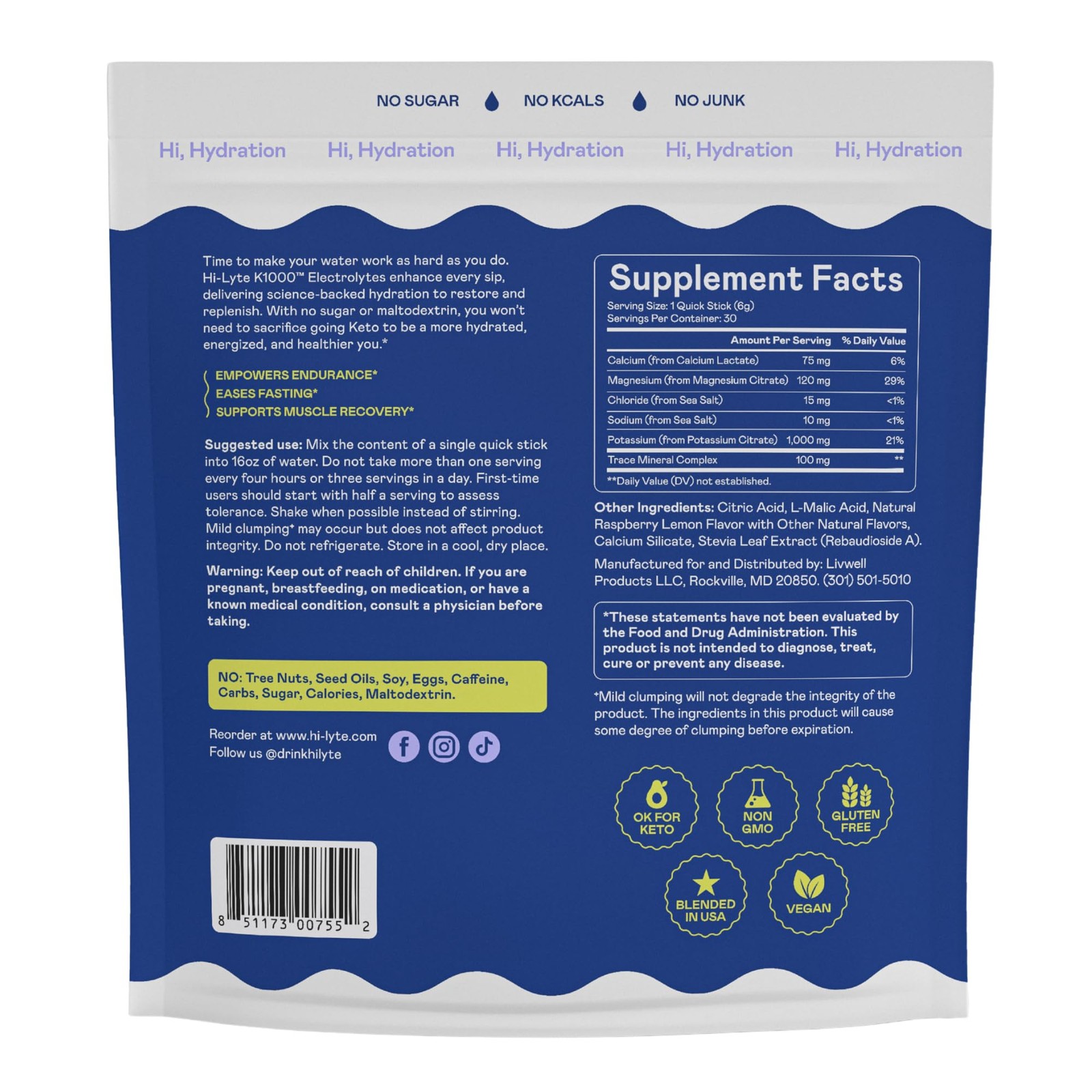Hi-Lyte K1000 Electrolytes Powder Packets Raspberry 6.3 Ounce (Pack of 1)