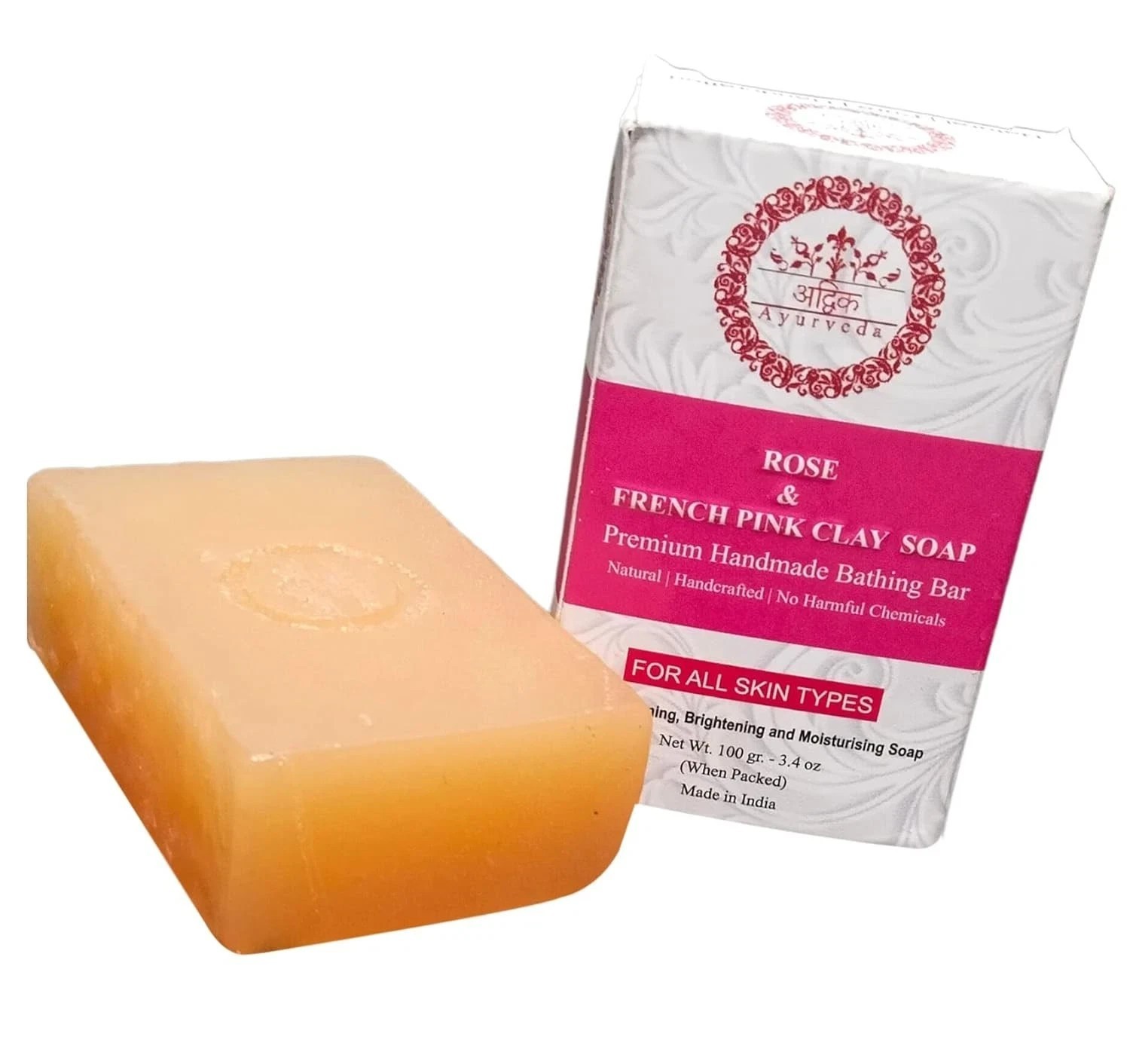 Advik Ayurveda Rose And French Pink Clay Soap 100gm Each Set Of 2