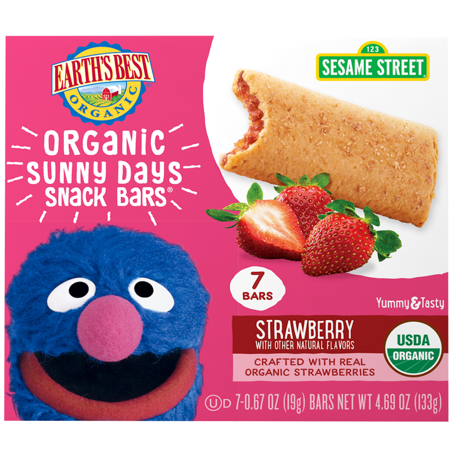 Organic Sunny Days Snack Bars, For Ages 2 Years and Up, Strawberry, 7 Bars, 0.67