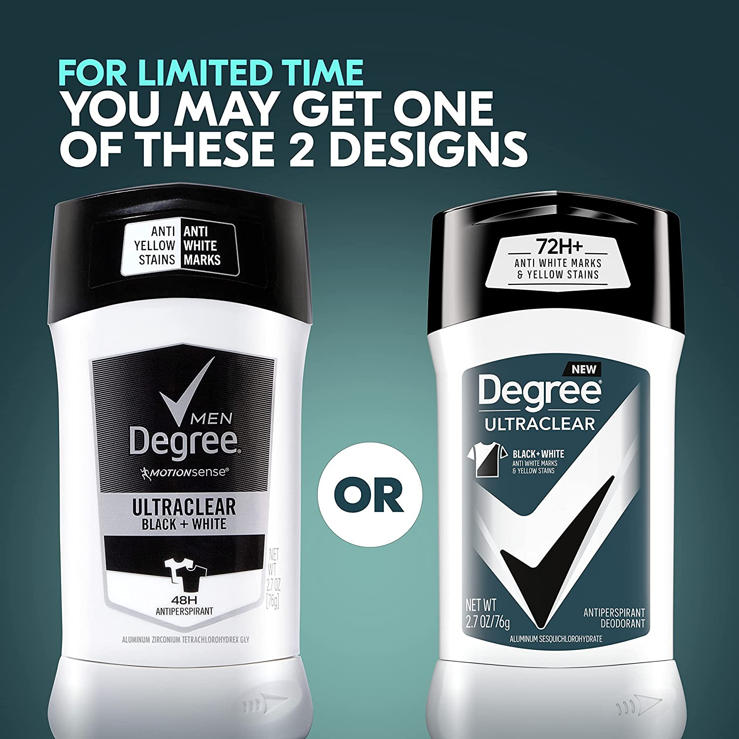 Degree Men Ultraclear Antiperspirant Deodorant Black + White 72-Hour Sweat & Odo