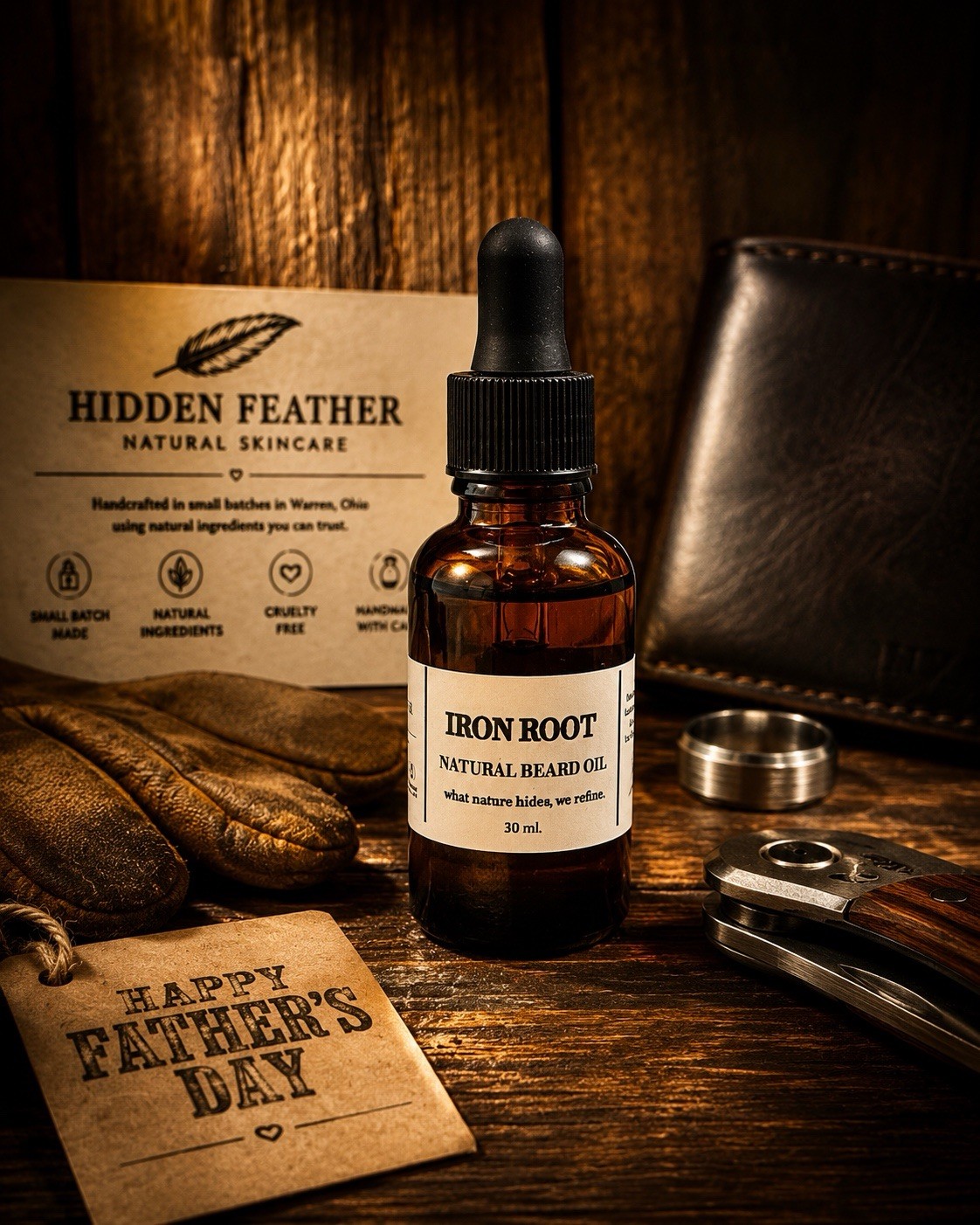 Hidden Feather Iron Root Natural Beard Oil for Men, Oil Formula, 30 ml
