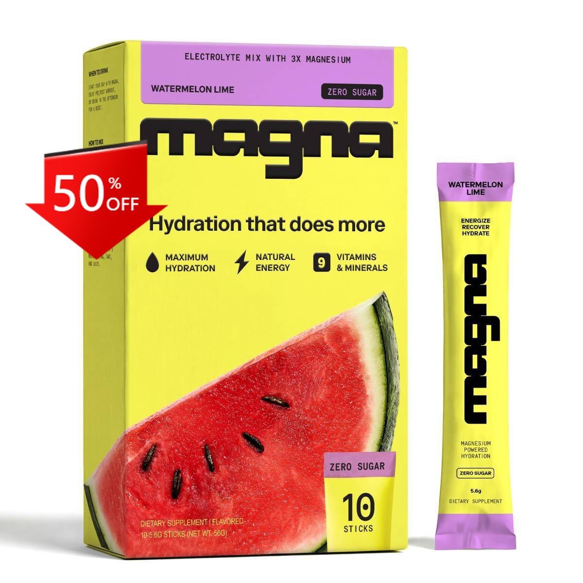 Magna Hydration Electrolyte Mix Stick Pack Dietary Supplement Powder – 10ct