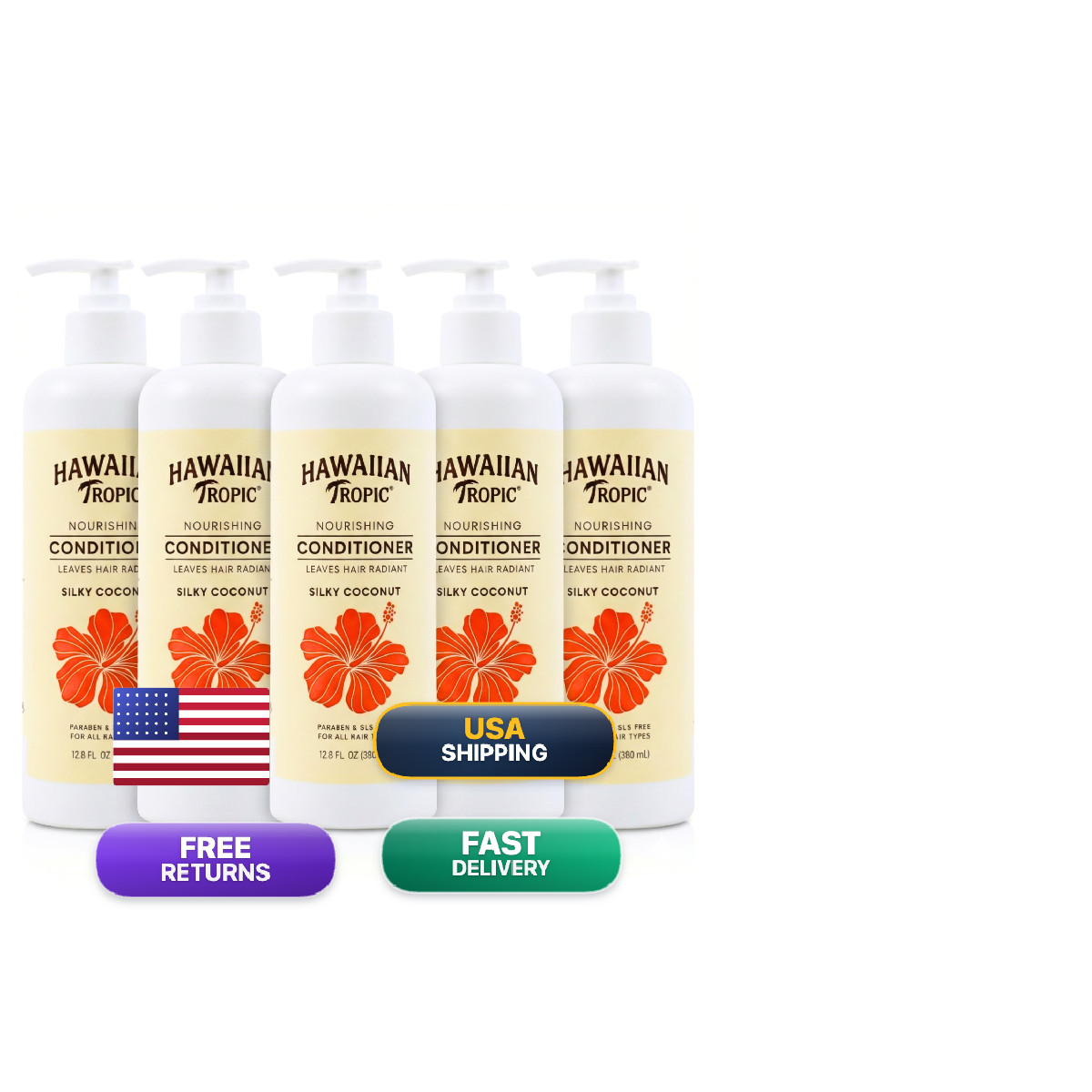Hawaiian Tropic Silky Coconut 5 Pack Bulk – 64 Fl Oz – Sls