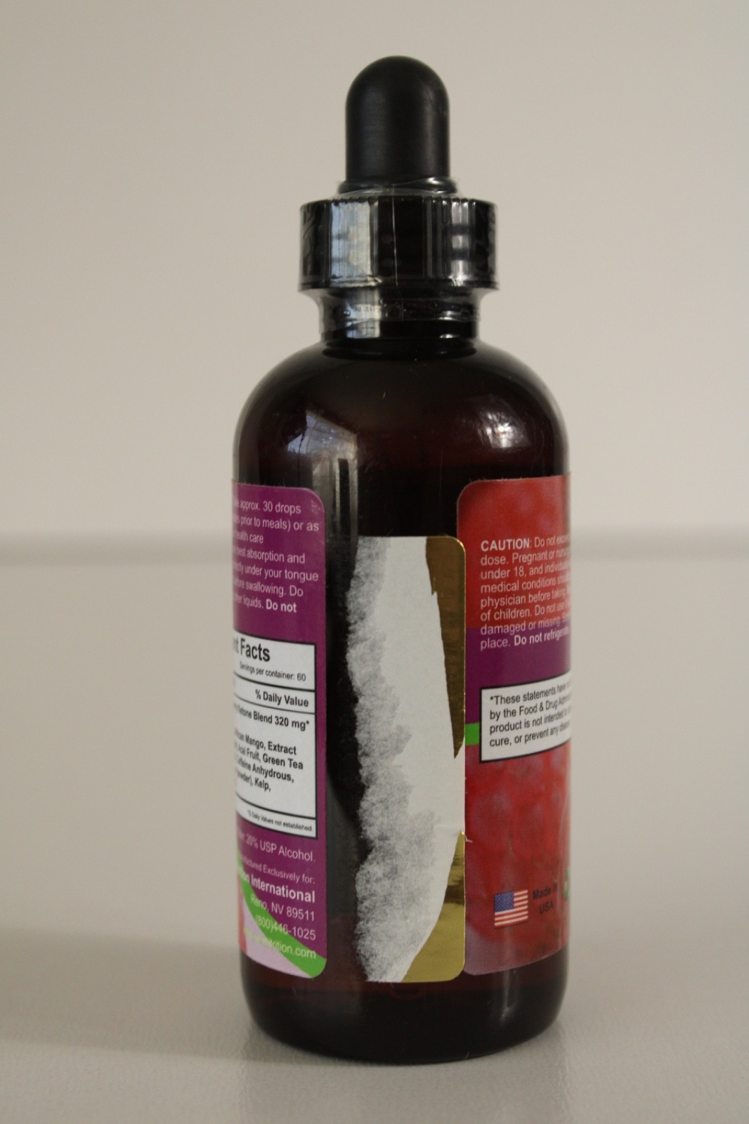 OMNITRITION Raspberry Ketone African Mango Omni Drops 4 oz Exp 08/16 NEW SEALED