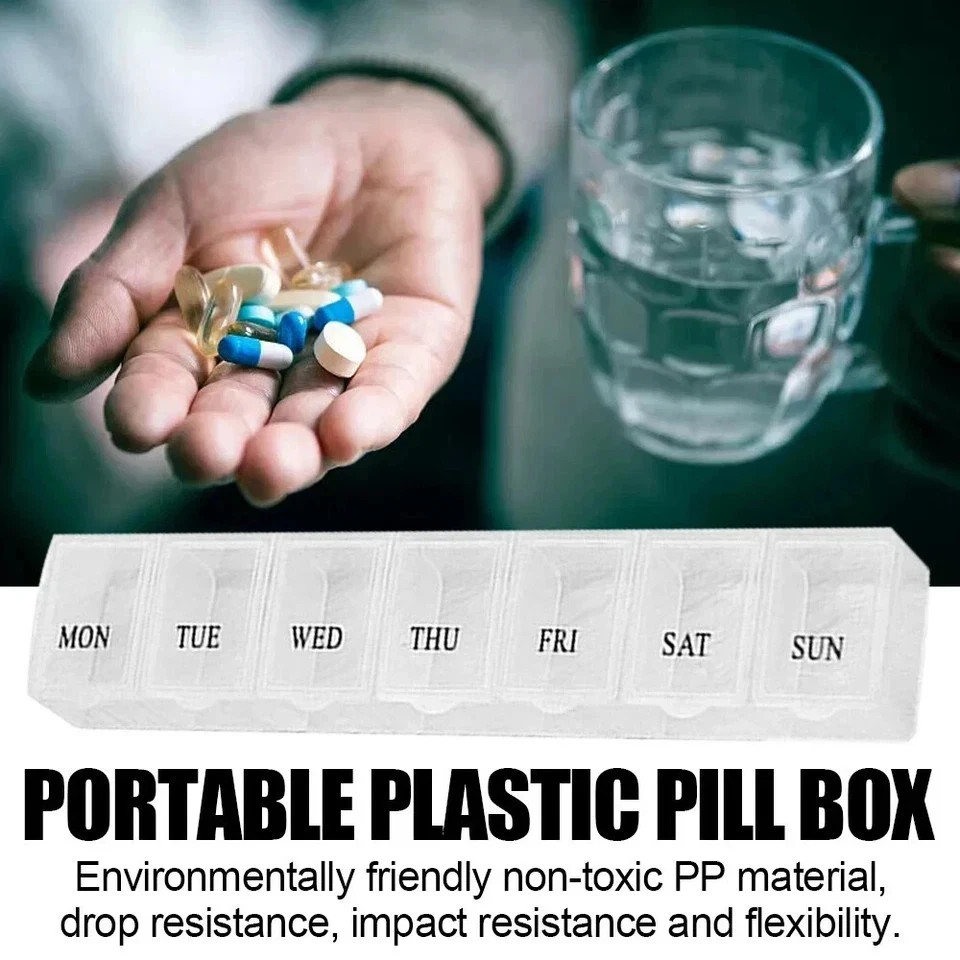 7 DAY PILL BOX MEDICINE TABLET DISPENSER ORGANISER STORAGE CASE WEEKLY US