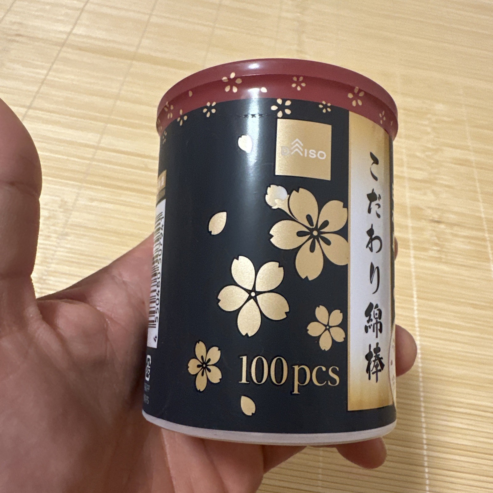 DAISO (Japanese Cotton Buds) Cotton Swabs 120 pcs. Cherry blossom design bottle