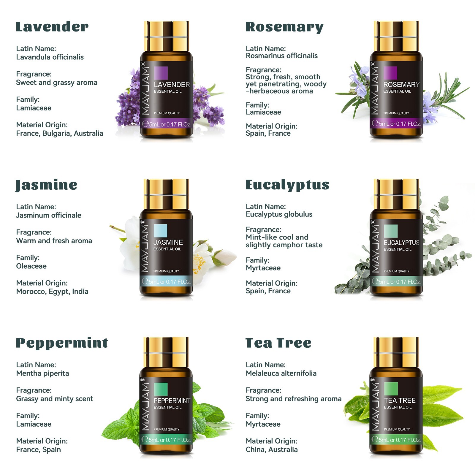 MAYJAM 35x5ml Pure Essential Oil Gift Set Fragrance Oils for Diffuser Humidifier