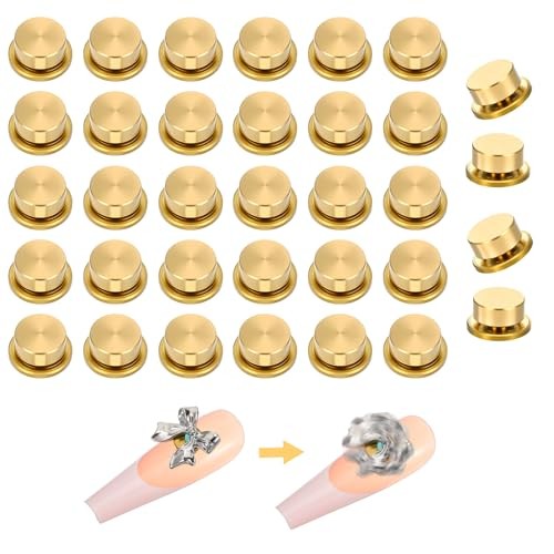 30 PCS Rotating Nail Charms Nail Art Rotating Charm Bearing for Nails Art gold