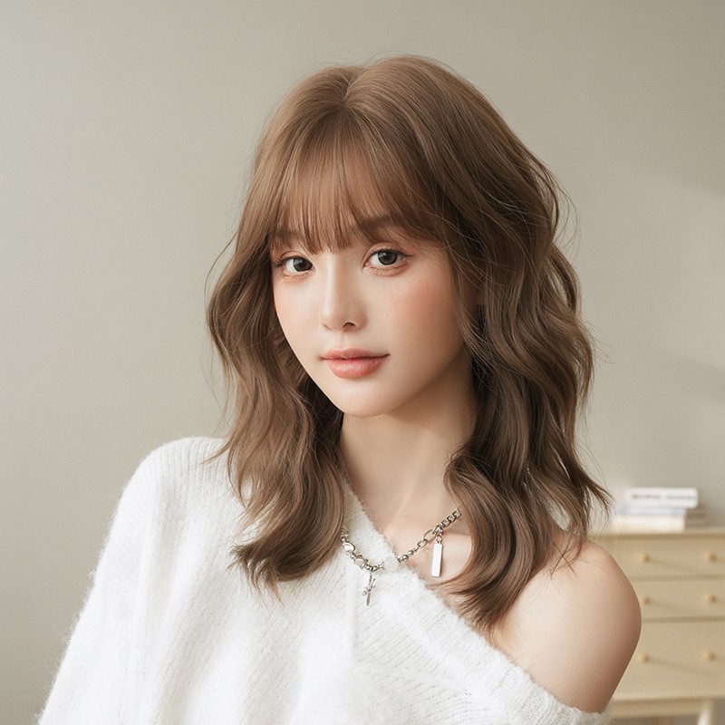 Layered Long Curly Synthetic Wig Premium Matte Fiber Rose Net Full Head