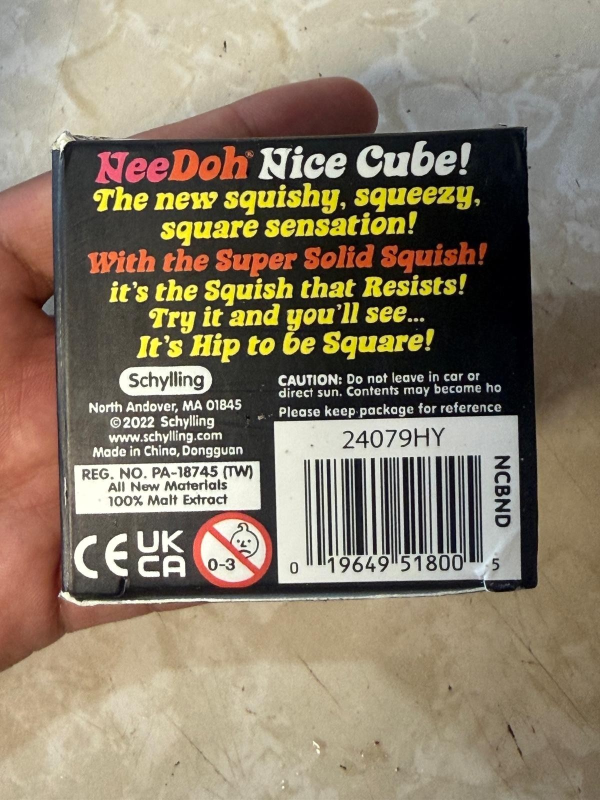 Nee Doh Nice Cube Super Solid Squish Blue Stress Toy New Factory Sealed