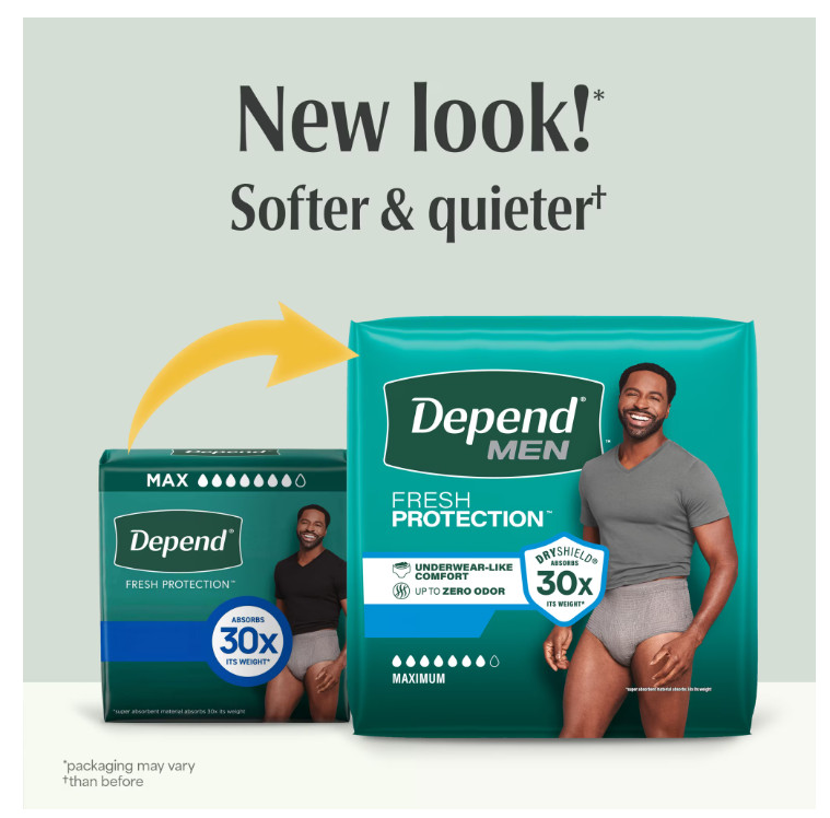 Depend Fresh Protection Incontinence Underwear for Men, Adult, S/M, 80 Count