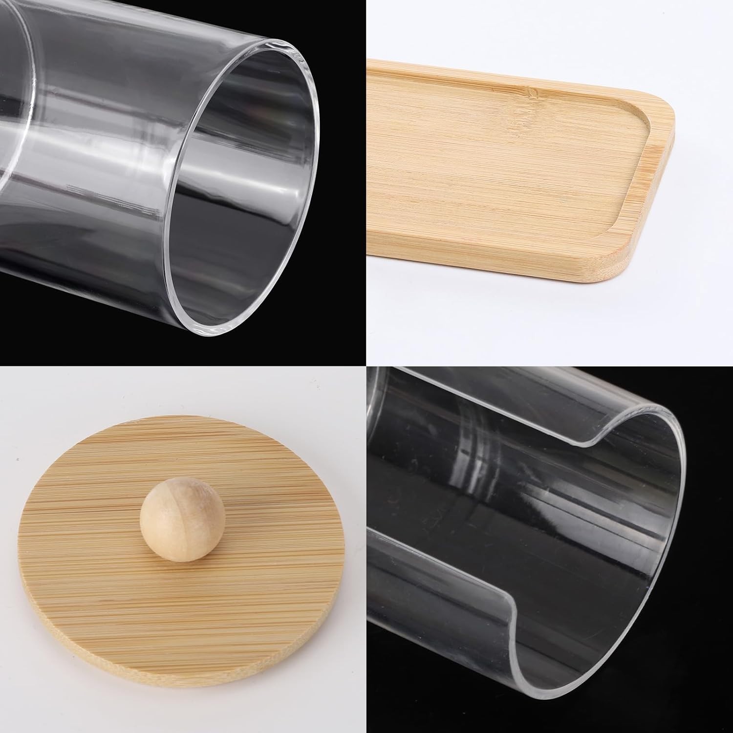 Space-Saving 10 oz Bathroom Containers with Dust-Proof Bamboo Lids – 3 Pack