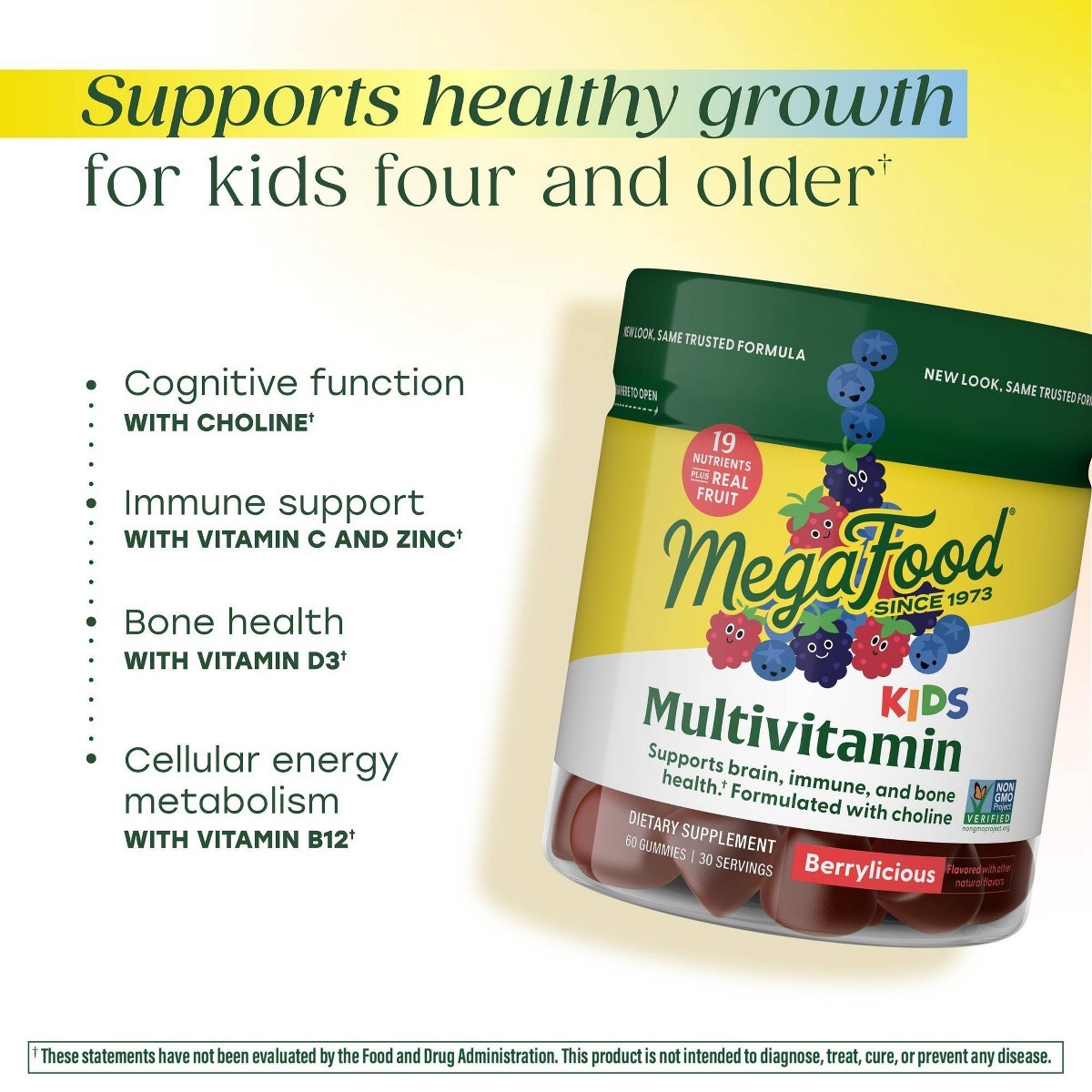 MegaFood Kids’ Multivitamin, Vitamin C, Vitamin D & Choline, Vegetarian – 60ct