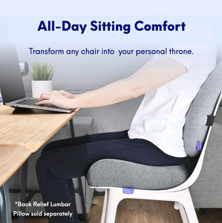 C Cushion Lab Dense Memory Foam Pressure Relief Ergonomic Seat Cushion, Gray