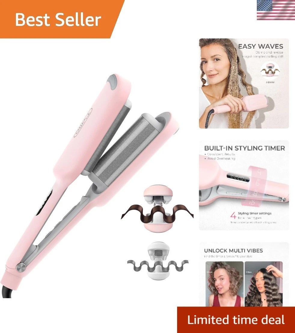 Curling Iron Hair Crimper Waver – ROVY Beach Waves Curling Wand, Ionic Deep W…
