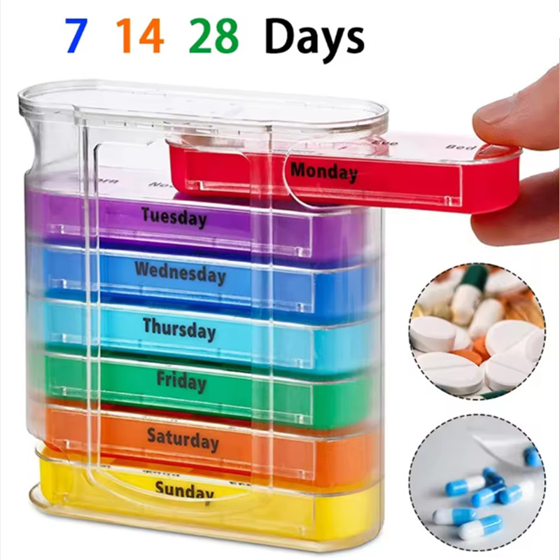 Weekly Pill Organizer 4 Times A Day Pill Box Container 7 Days Medicine Pill Case