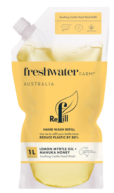 Freshwater Farm Australia Hand Wash Pouch Refill Lemon Myrtle Oil + Manuka Honey