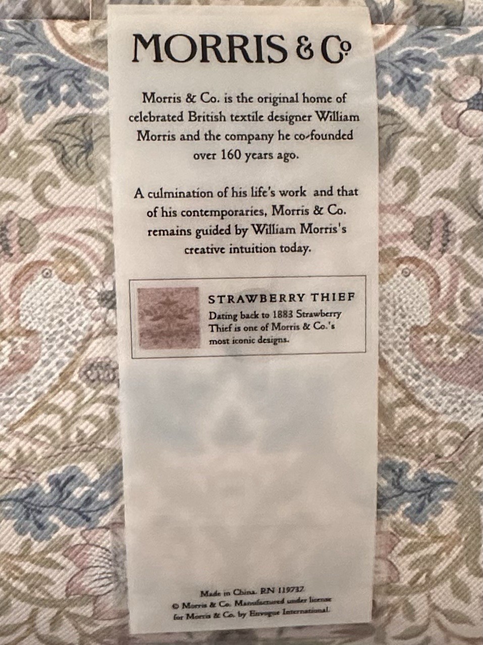 MORRIS & CO STRAWBERRY THIEF MAKE-UP TOILETRY BAG BLUE COMPACT POUCH BAG 7×4.25”