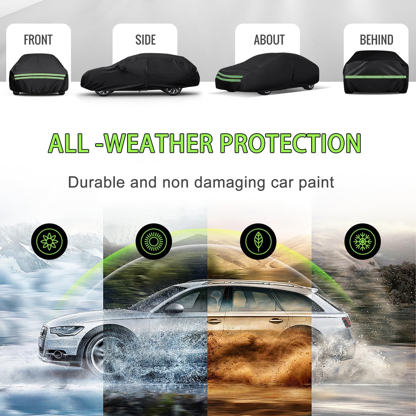 Quyddc 16-Layer 600D Heavy Duty Universal Full Car Cover For Outdoor Indoor Use