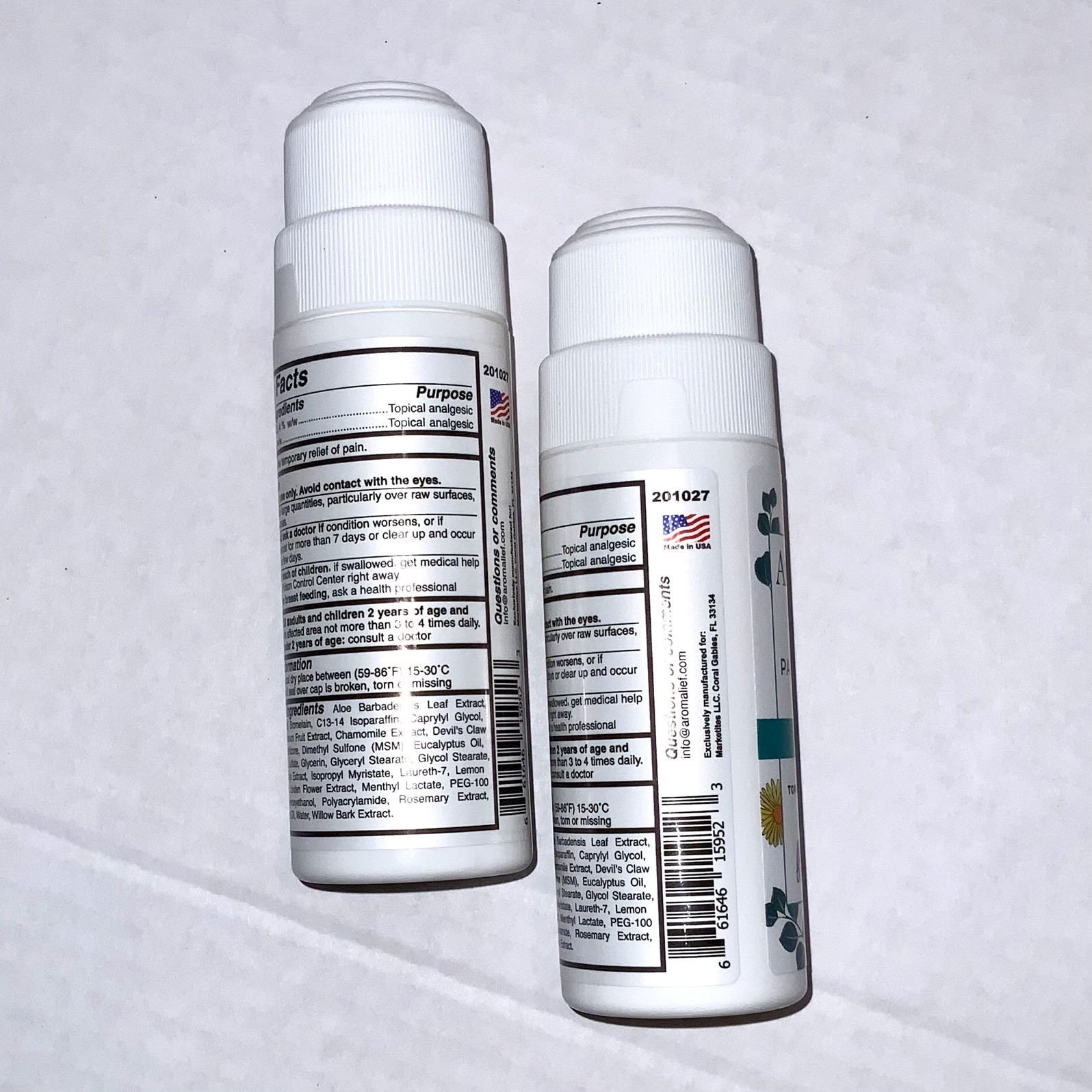 2 PACK Aromalief Eucalyptus ROLL ON Analgesic 4% Lotion joint Pain Relief Cream