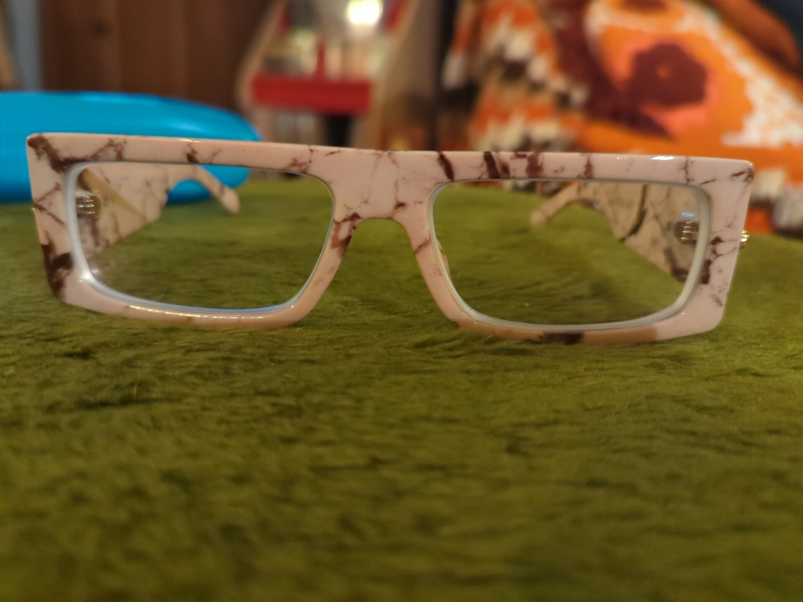 Unknown Designer Frames White «Marble» Plastic Vintage Style Glasses
