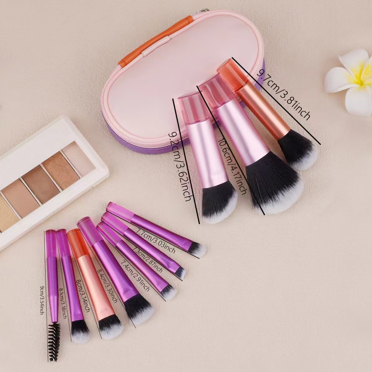 10pcs/set Travel Mini Makeup Brushes Compact Travel Size Face Beauty Tools