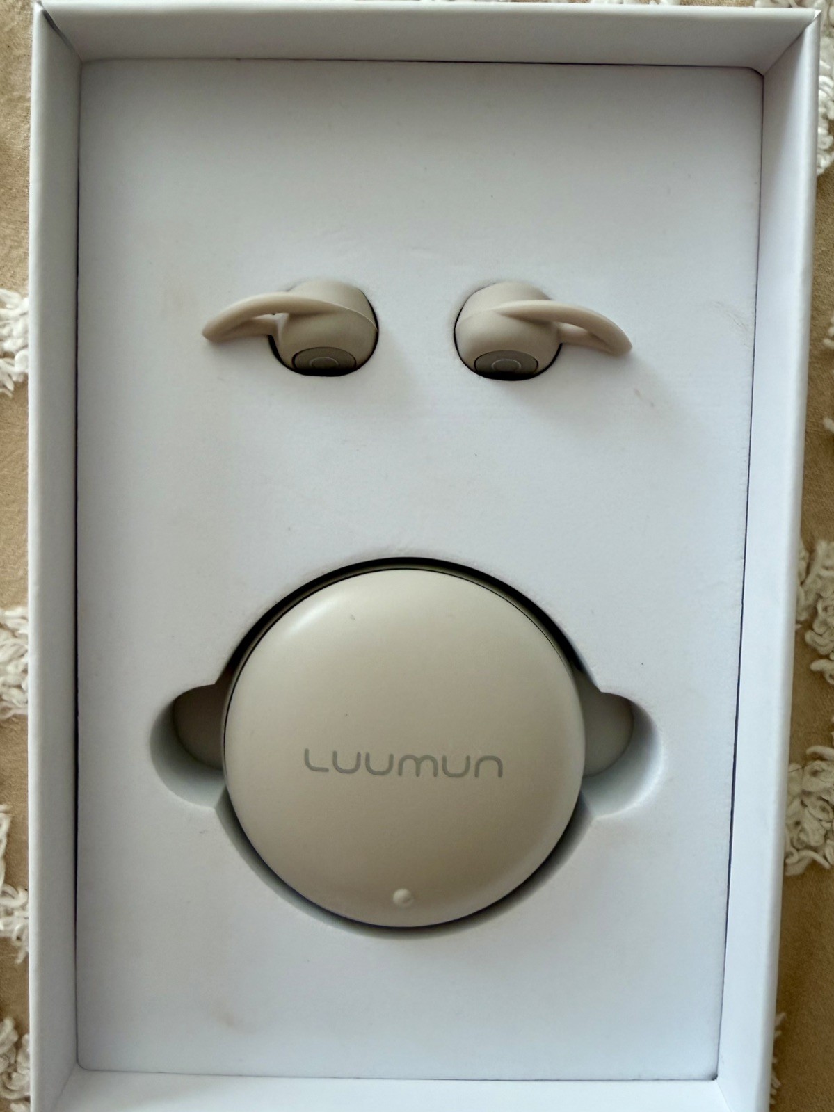 Nearly New Luumun Deep Sleep Earbuds System Bluetooth cream color
