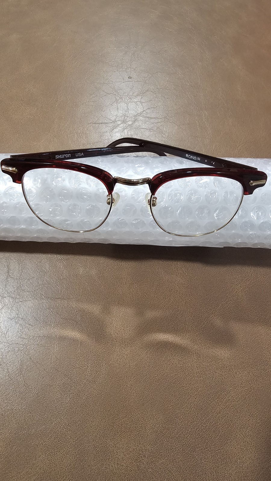 Shuron Ronsir Browline Burgundy Full Rim Metal/Plastic Eyeglass Frames 52-22