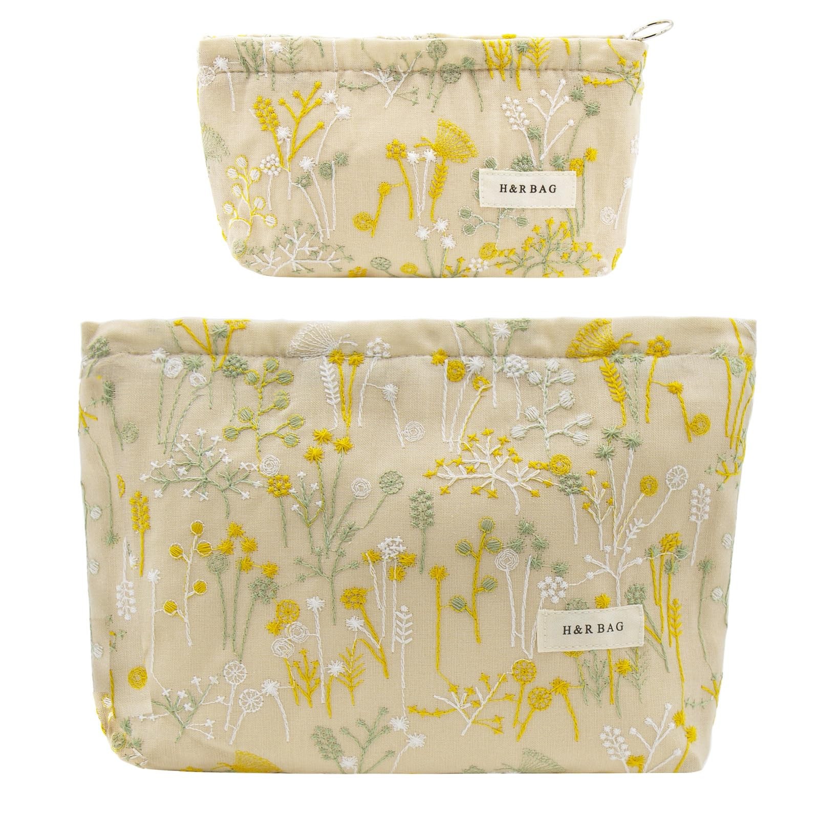 getgto 2 Pcs Makeup Bags, Large Cosmetic Bag Travel Toiletry Yellow