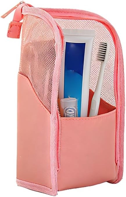 Standing Toiletry Bag 2026 – Lightweight Waterproof, Black+Pink, Travel Pouch