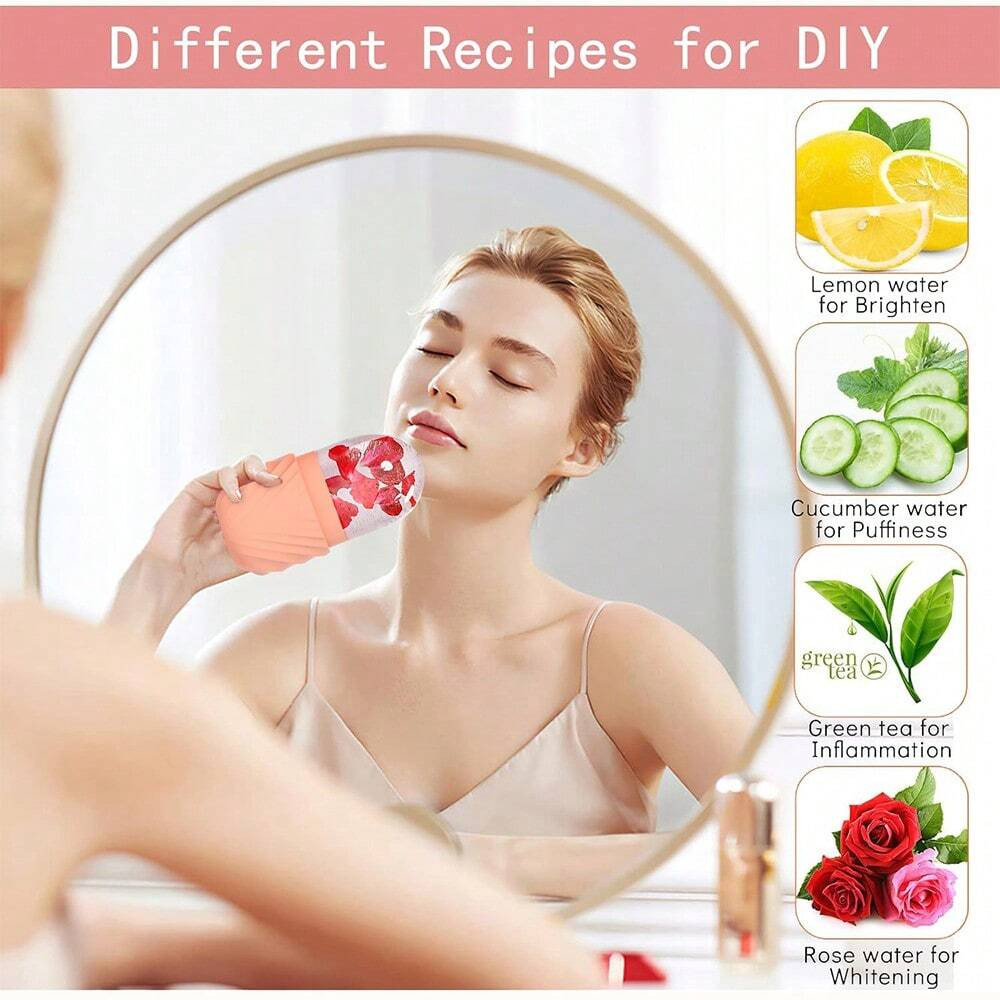 Reusable Ice Face Roller Silicone Cooling Facial Massager Puffiness Relief Tool