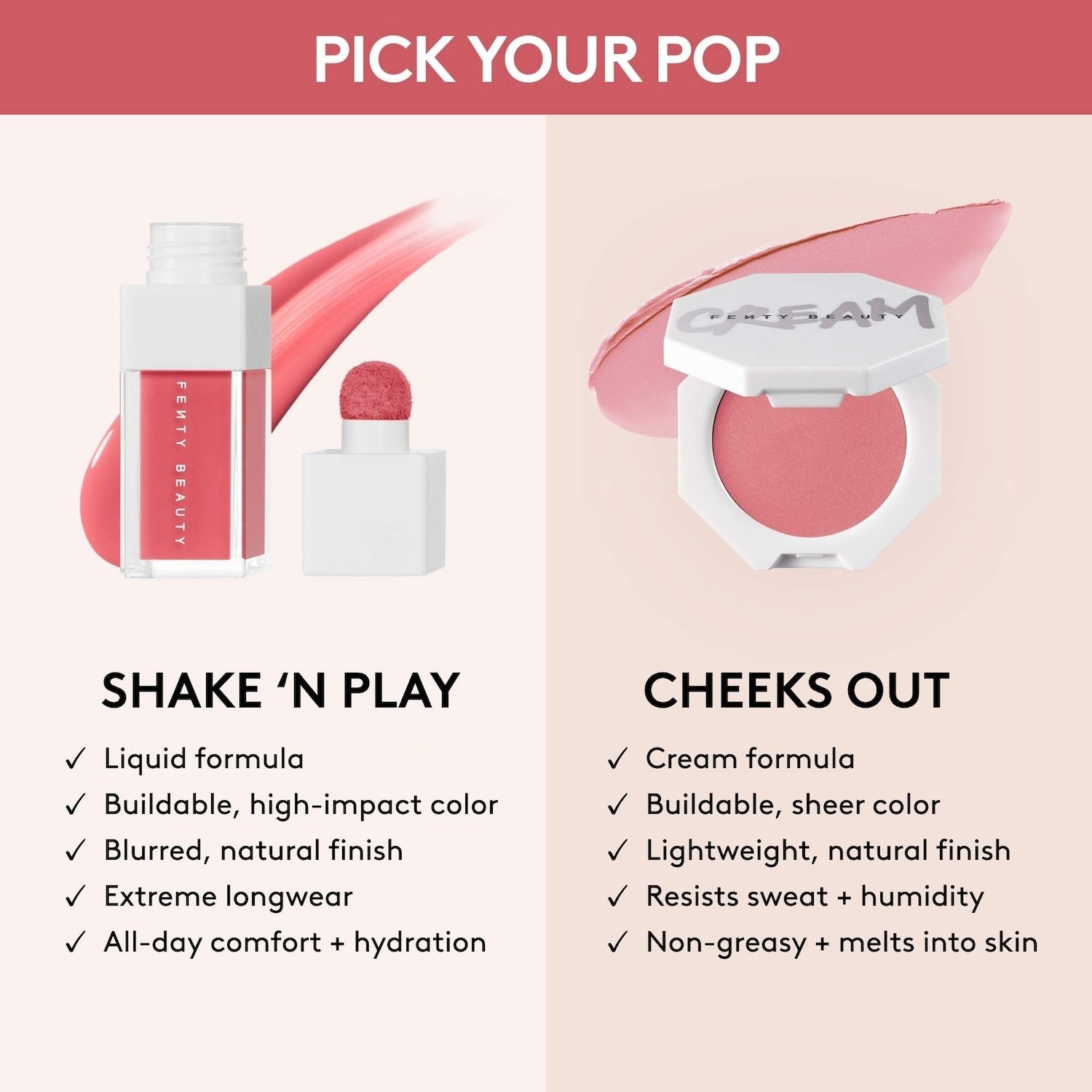 Fenty Beauty by Rihanna Shake N’ Play Liquid Blush, 5 SHADES, 0.3 oz