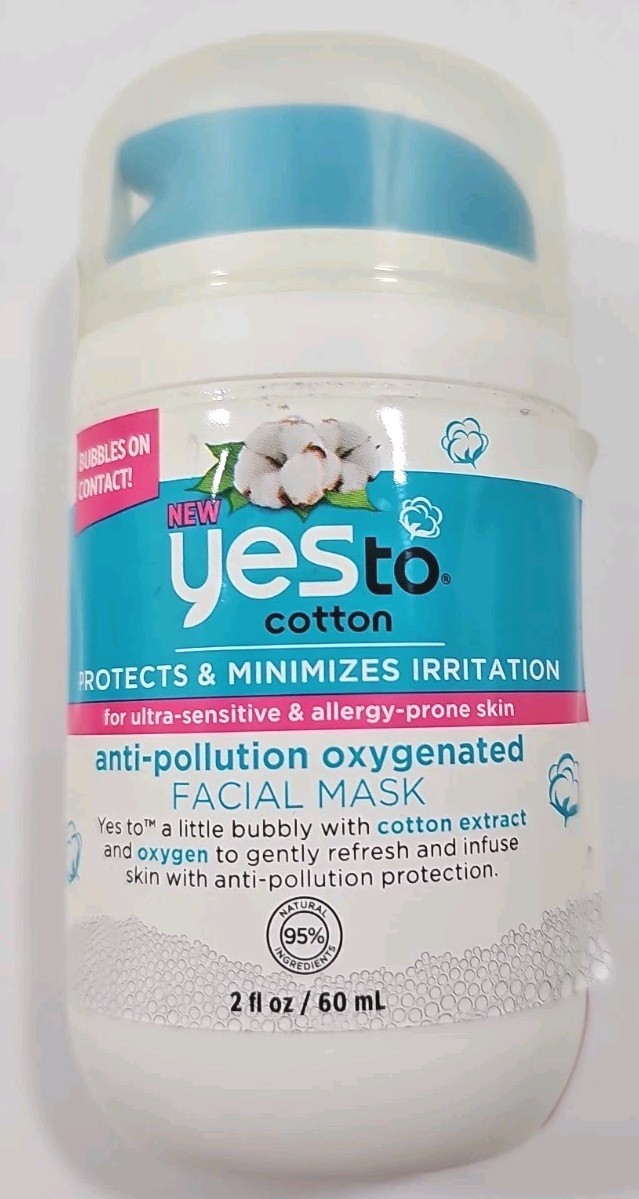 Yes to Cotton Anti-Pollution Oxygenated Facial Mask 2 fl oz / 60 ml. NEW