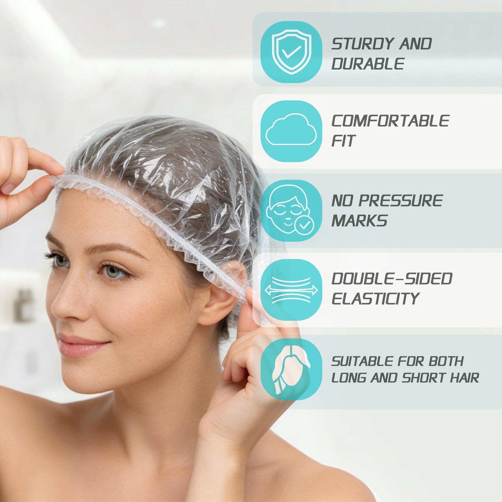 100 Pcs Disposable Shower Caps for Women & Men, Plastic Shower Cap Waterproof…