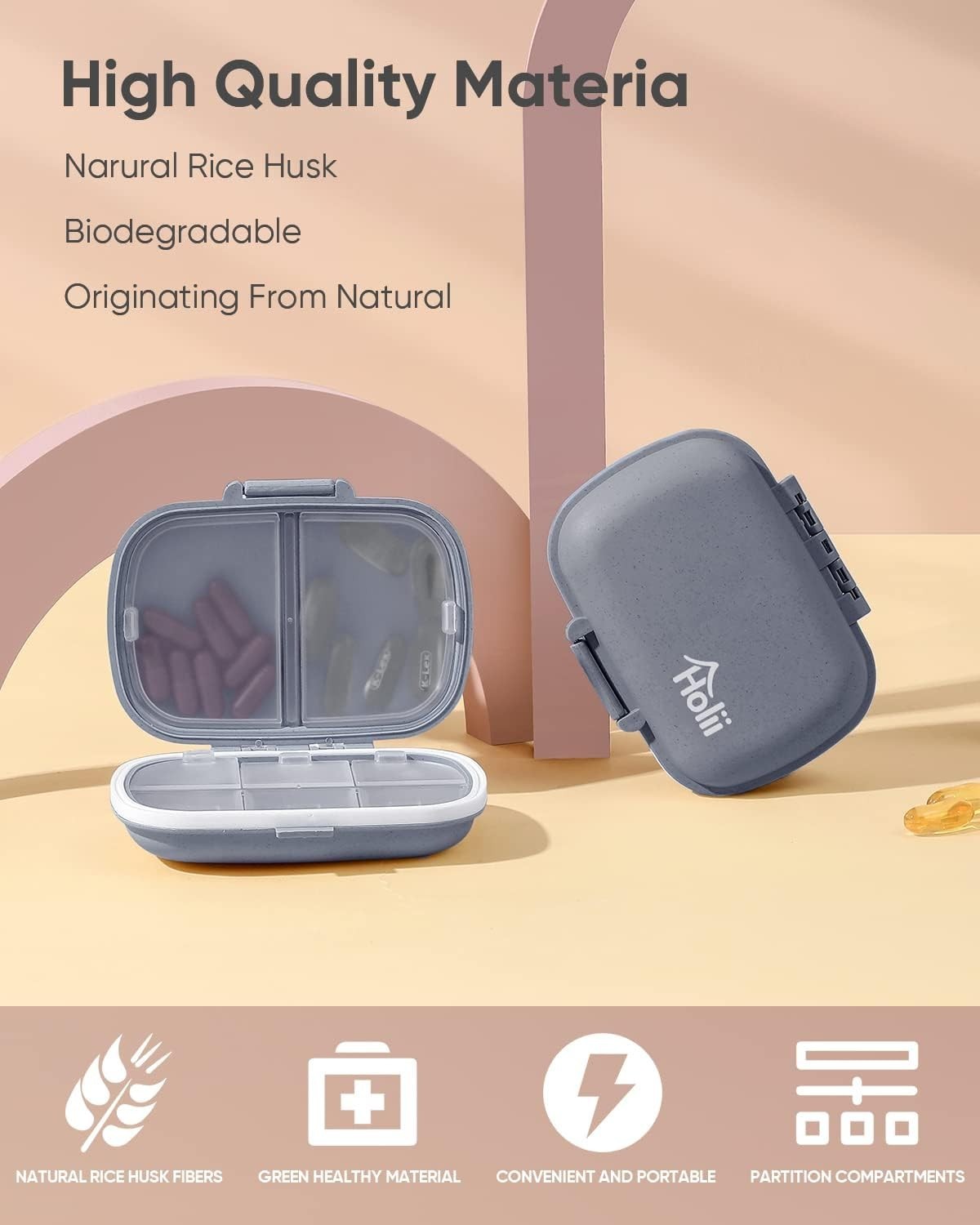 Compact 8-Compartment Pill Case with Double Lock – Secure Travel Medicine Box