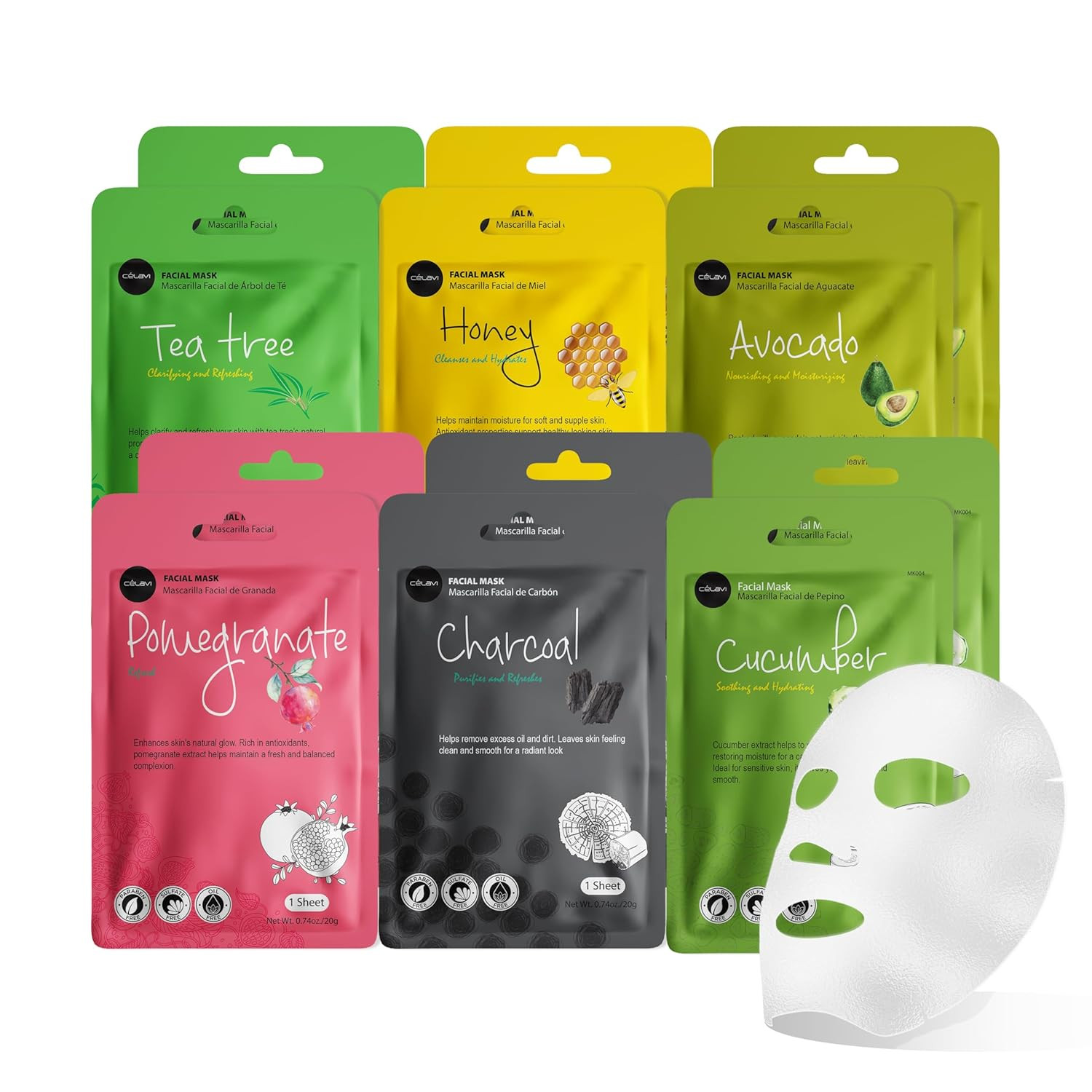 Essence Facial Face Mask Paper Sheet Korea Skin Care Moisturizing 12 Pack (Mix –
