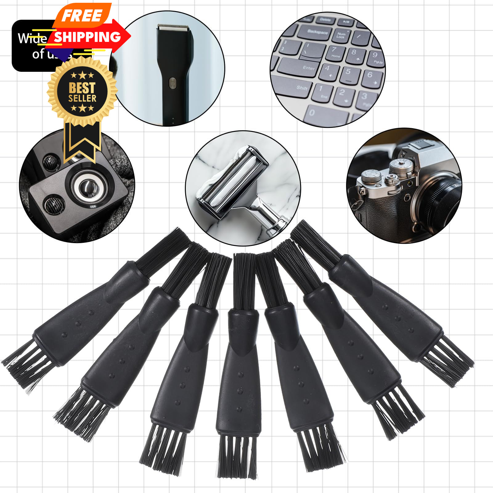 10 PCS Electric Shaver Cleaning Brush, Clipper Cleaner 6.1cm/2.4in, black