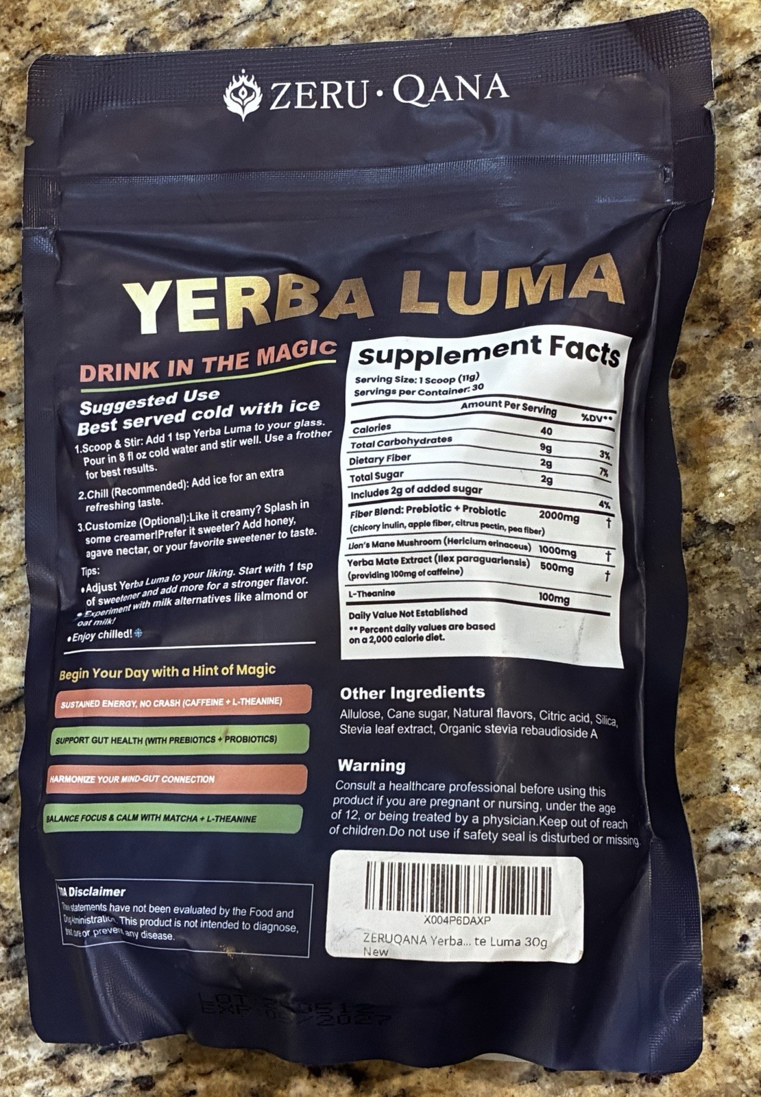 Strawberry Matcha Yerba Luma Drink Powder Low Sugar Prebiotic 11.64 oz