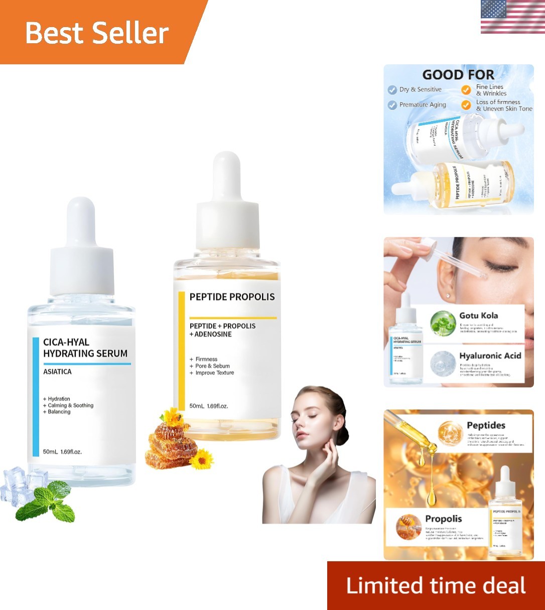 2PCS Hydration & Wrinkle Renewal Serum, with Peptide Propolis Complex,Reduces…