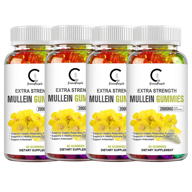 100% Natural Mullein Leaf Gummies Extra Strength Detox Cleanse Lung Health 60pcs