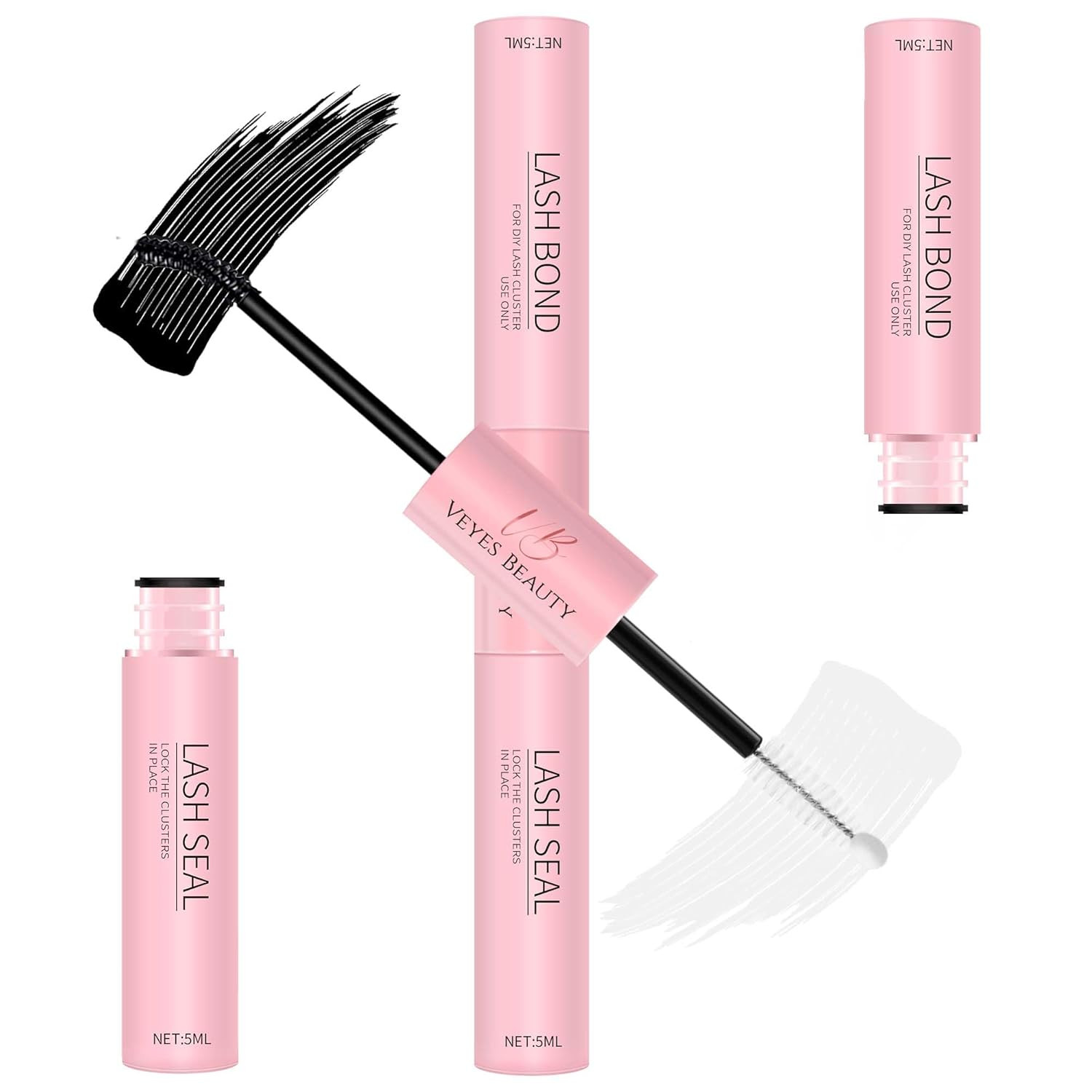 VEYESBEAUTY Lash Bond and Seal Waterproof 2 in 1 Cluster Lash Glue for Eyelash E