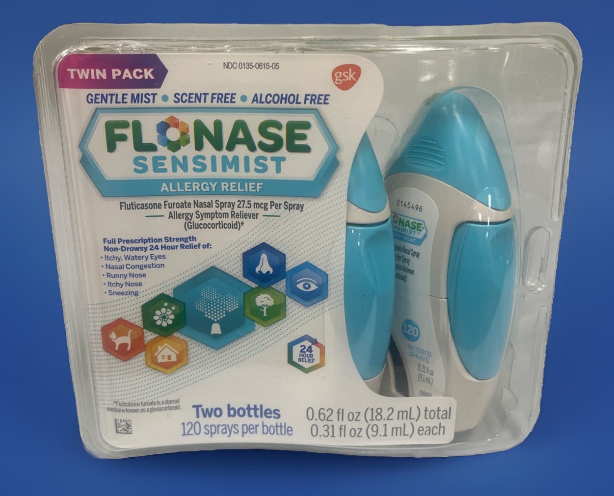 Flonase Sensimist Allergy Relief 120 Sprays Ea. 2 Pack 24HR Non-Drowsy EXP 09/26