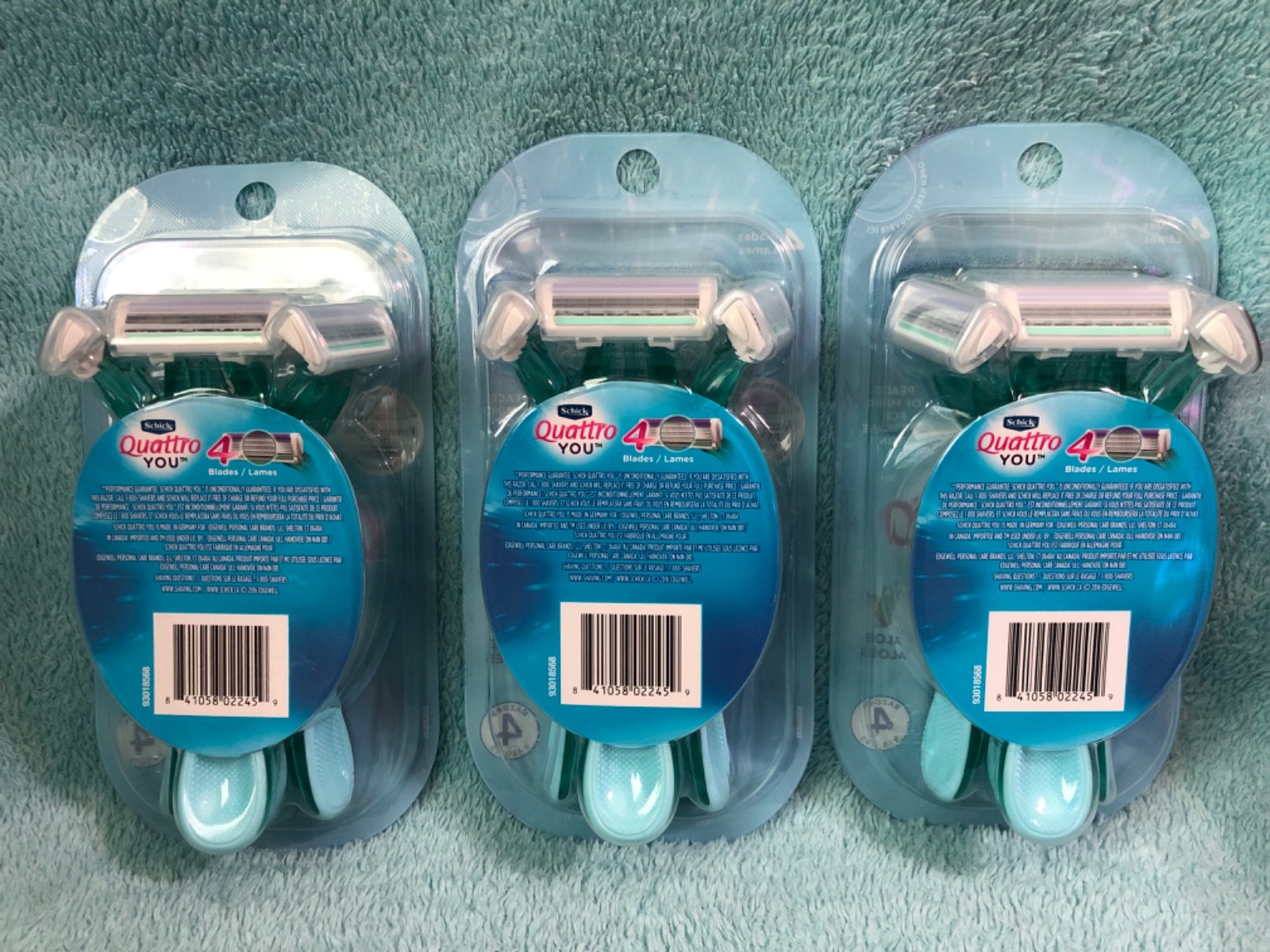 3 Schick Quattro YOU Sensitive Skin Women’s Disposable Razor 4 Blade 4 Razors